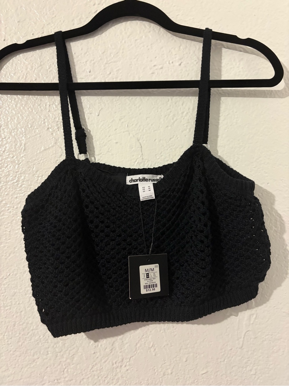 Charlotte Russe Black Crochet Crop Cami